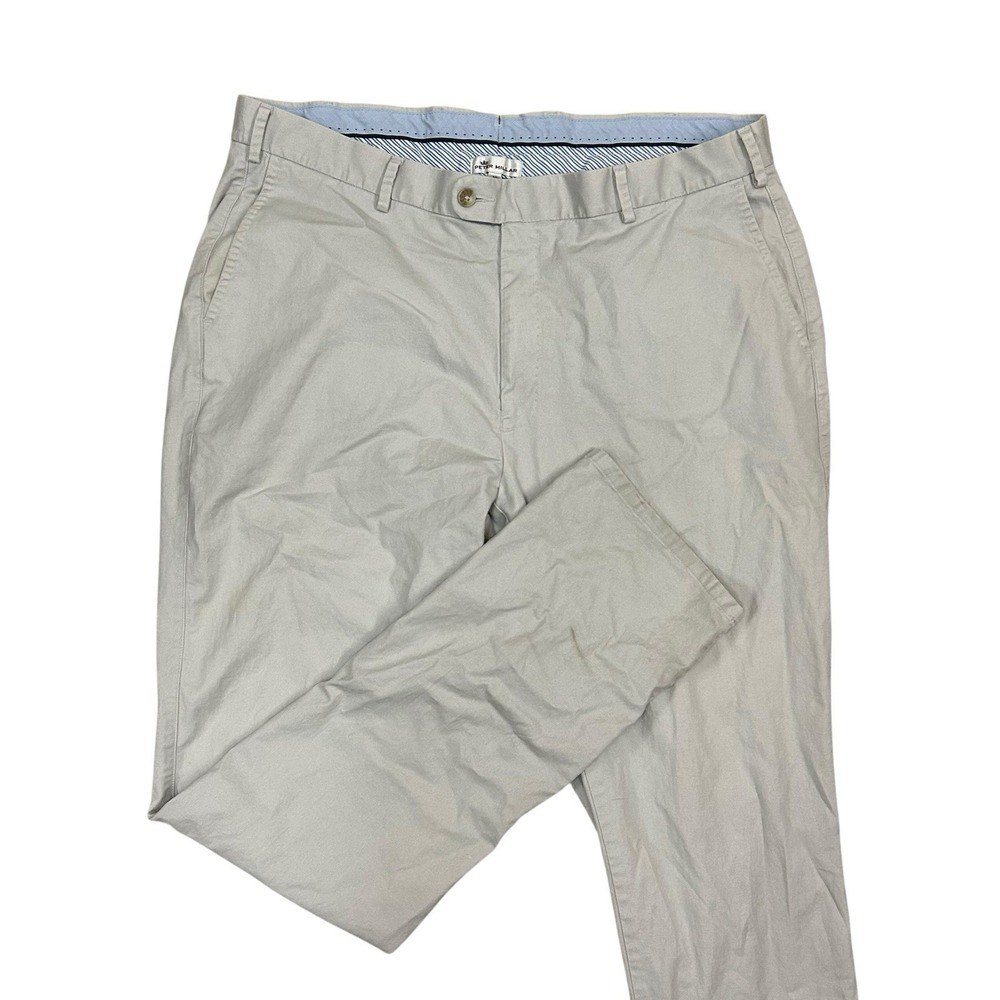 Peter Millar Pants Mens 40X35 Stone Gray Soft Touch Flant‎ Front Trouser Chino